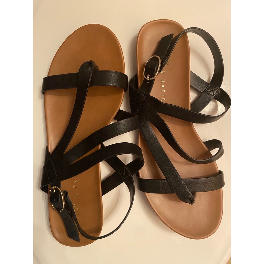 Kelly and Katie Leather Strappy Sandals Black 7